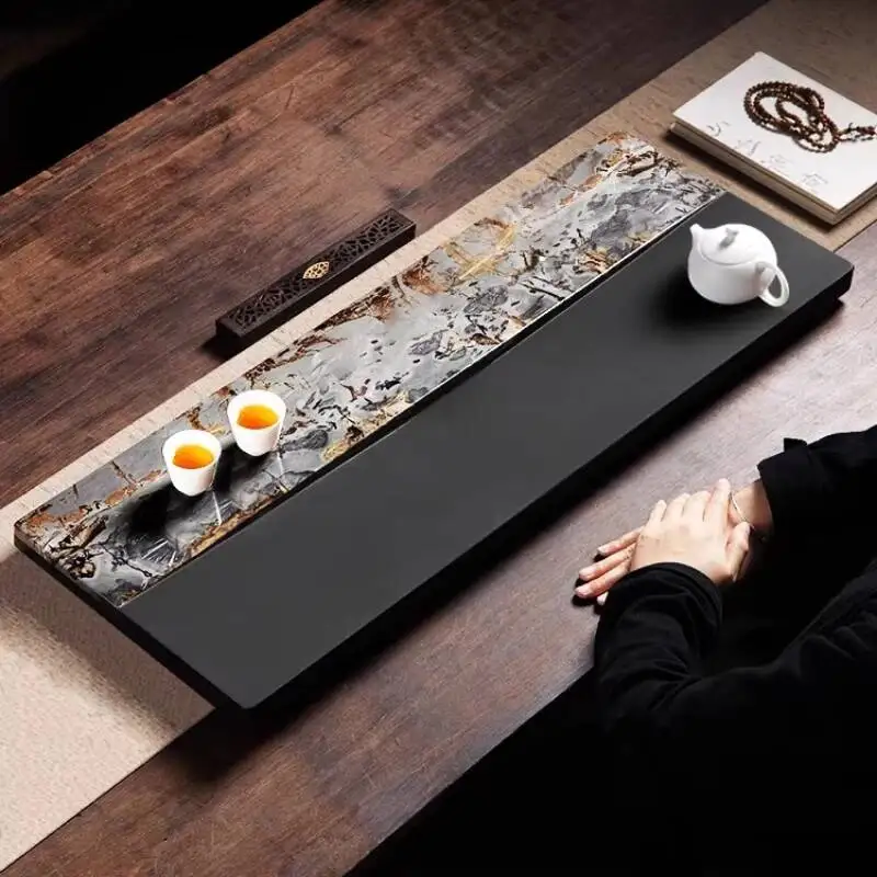 Living Room Marble Tea Tray Drainage Valet Rectangle Ceremony Hospitality Tea Tray Stone Living Room Bandejas Home Products