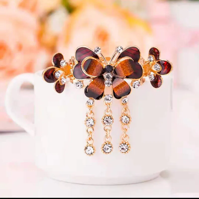 Zircon Butterfly Hairpin Peacock Hair Clip CZ Tassels Enamel Flower Hairpins Headbands for Women Hair Accessories