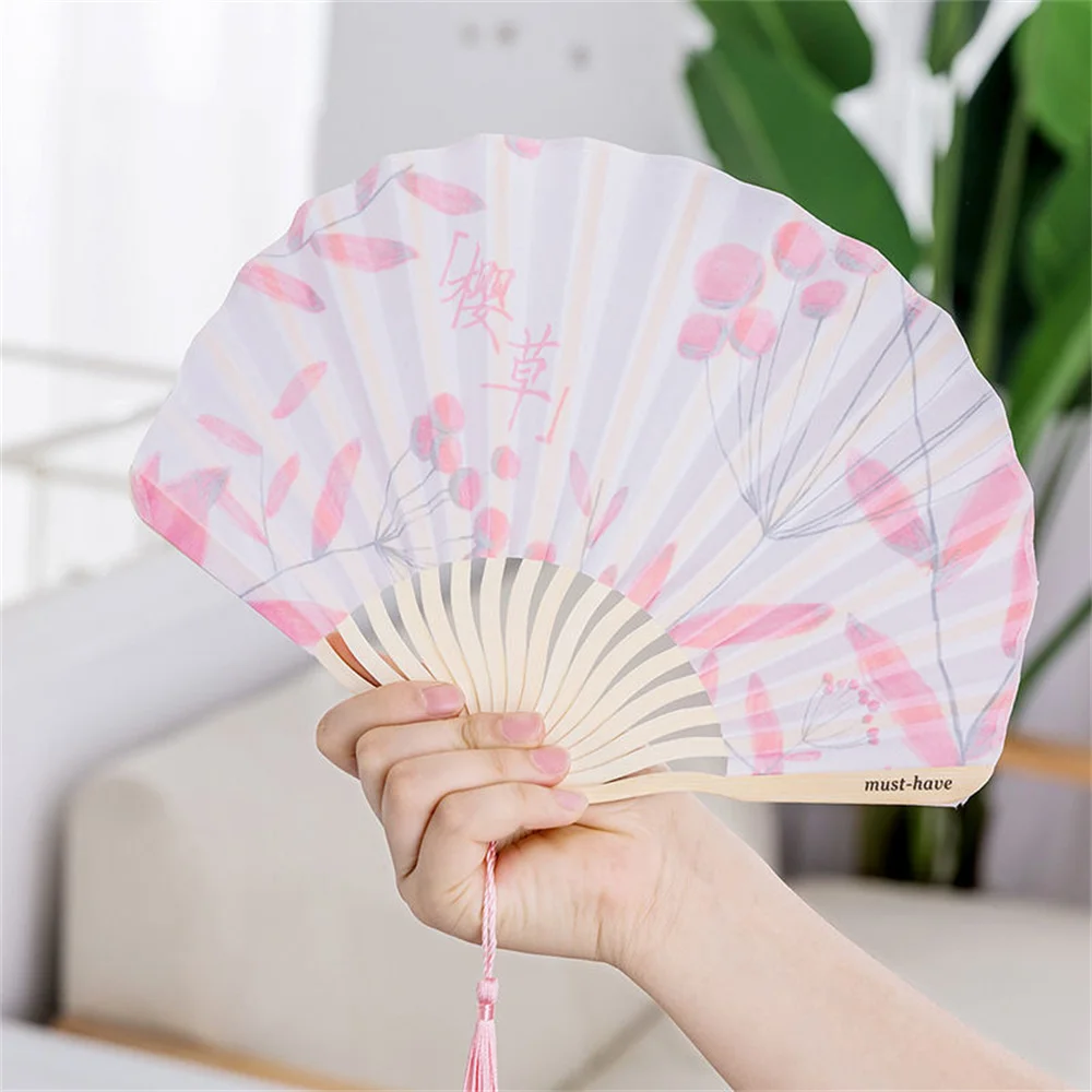 Chinese Style Hand Held Fans Personalized Pattern Silk Bamboo Folding Fans Handheld Wedding Hand Fan Cool Bamboo Flower Fan - Image 5