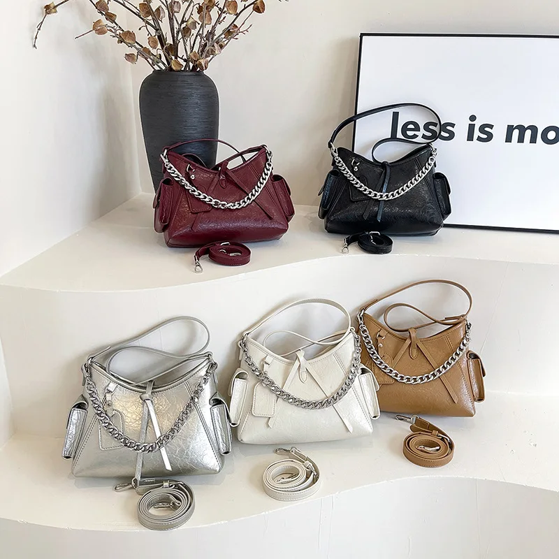 

New Fashion Foreign Style Chain Small Bag Versatile Retro Style Crossbody Popular Popular One Shoulder Portable Underarm Bag