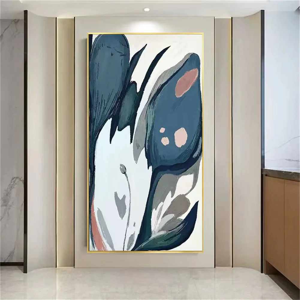 

Real Handmade Black And Off-White Silhouette Of Devil Flowers Creative Oil Painting Modern Original Canvas Picture Wall Art Deco