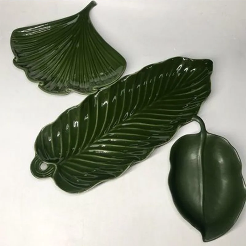 

Leaf Shape Ceramic Plates Creative Storage Dishes Platter Sushi Plate Fruit Snack Dessert Dishes for Serving Dish Tray Tableware