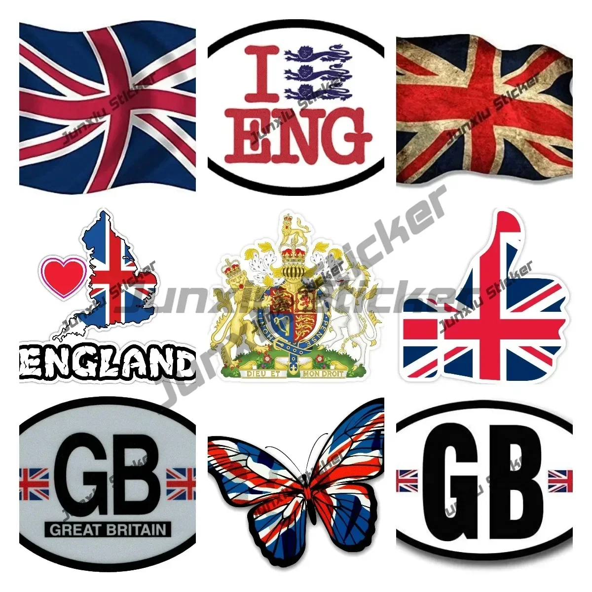 Great Britain GB United Kingdom UK Union Wavy Waving Flag Decal Reflective Sticker Love England Car Decal for Cars Truck Laptops