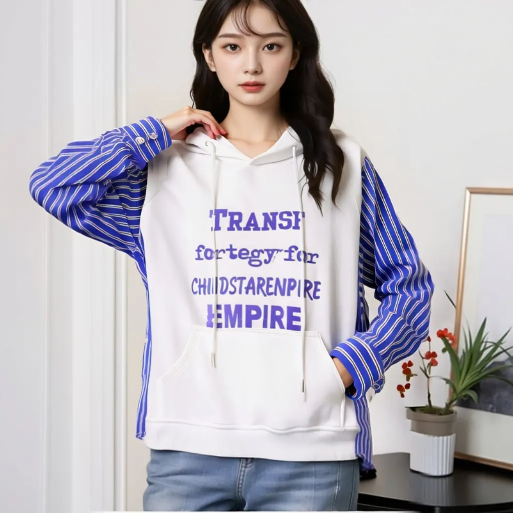 

plus Size Women's Hooded Sweatshirt 60.00 Kg-175.00 Kg Autumn New Design Fake Two-Piece Top for plus Size Fashion