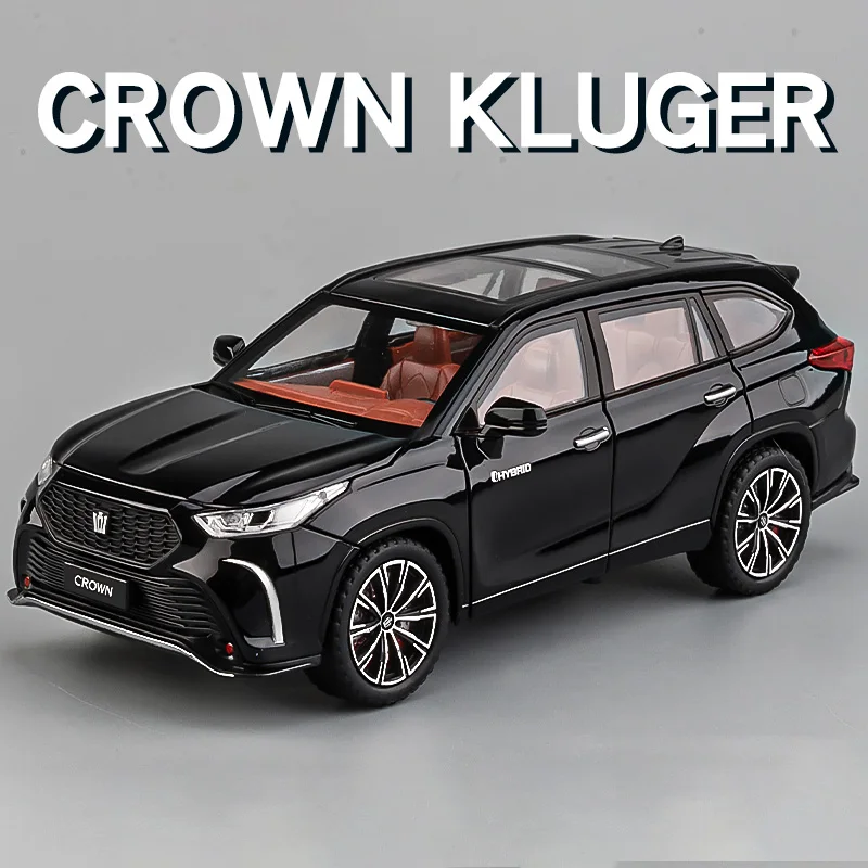 1:24 Diecast Crown Kluger Off-Road SUV Model Car Collection Simulation Sound & Light Vehicle Metal Miniature Car Toys For Boys