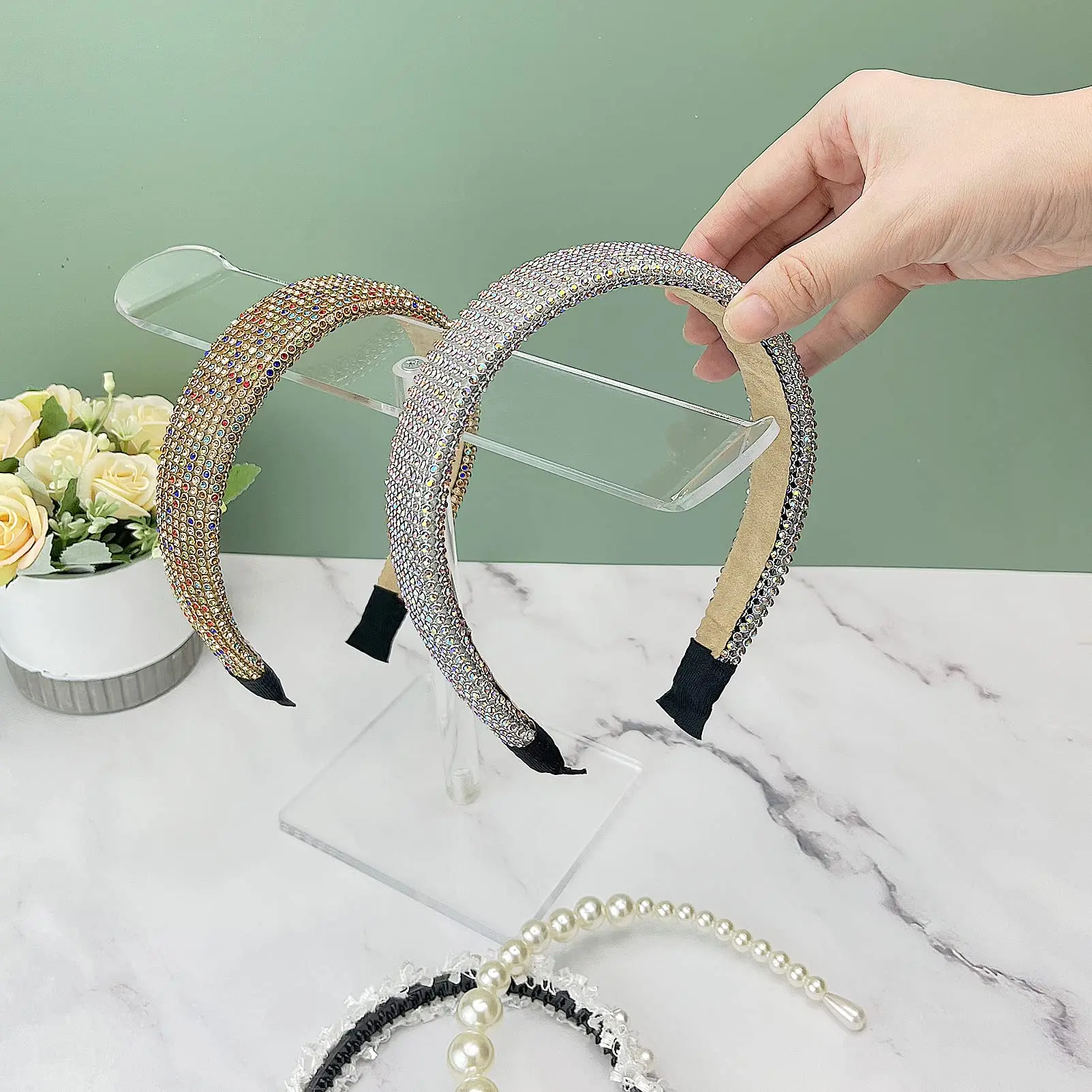 Acrylic Headband Holder for Girls, Hair Accessories Organizer, Clear Stand for Ties, Display Stand