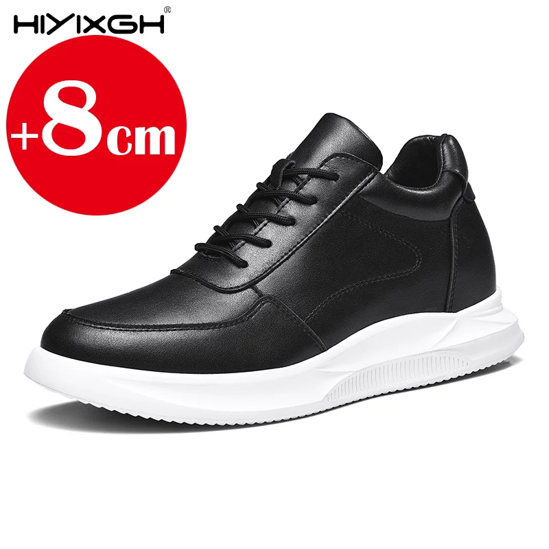 

Elevator shoes for man height increase 6cm 8cm 2024 Luxury Brand sneaker Genuine Leather Men's Hidden Heels Casual Shoe Heights