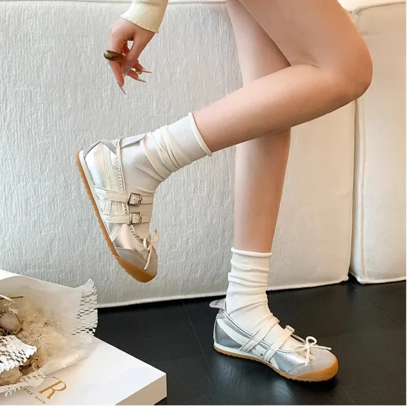 Women Flats Bow Ballet Dance Mary Jane Shoes Summer Autumn Girls Sandals Fashion New Dress Designer Casual Shallow Footwear