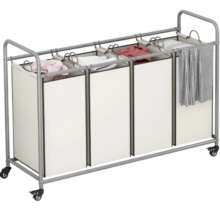 

Laundry Sorter Section Hamper Sorter with Heavy Duty Lockable Rolling Wheels Removable Basket Separator for Dirty Clothes Stora