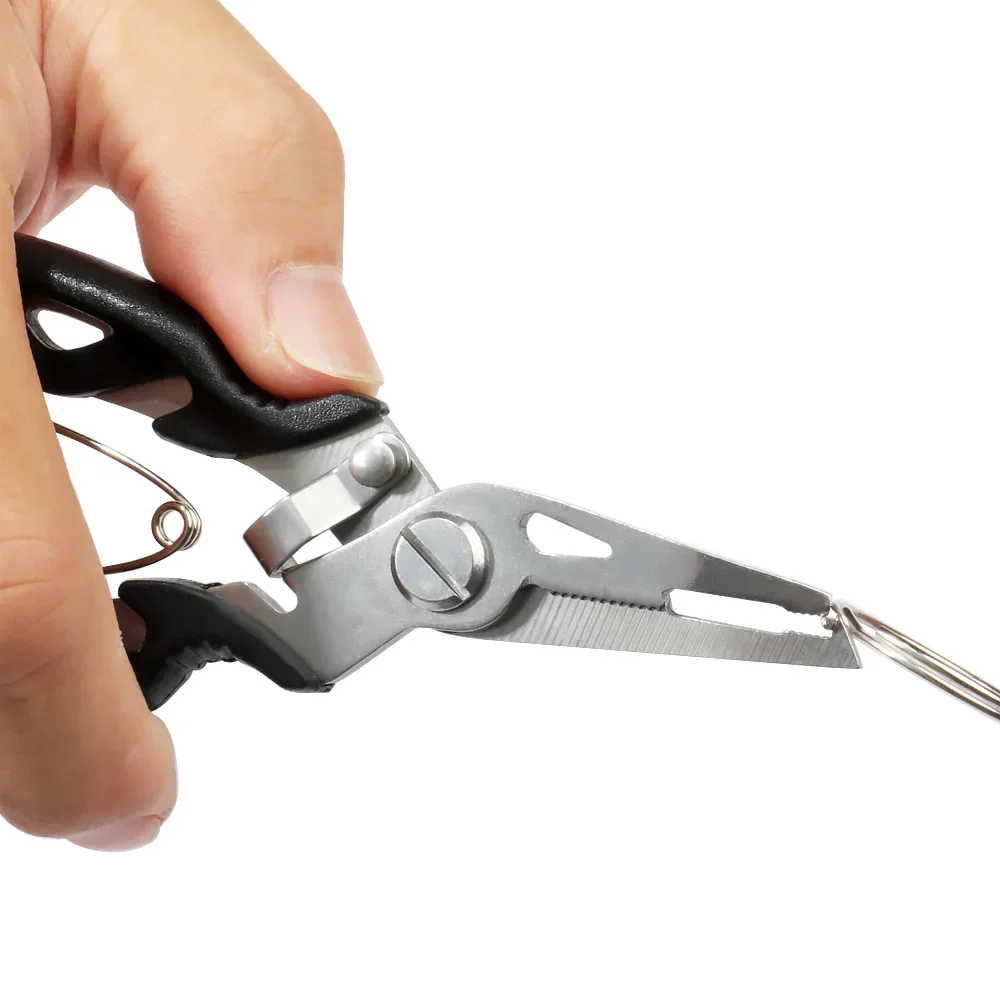 Multifunction Fishing Pliers Scissors Hook Remover Split Ring Opener Cut Line Tie Tool Elasticity Rope Tackle Vise Set Tongs
