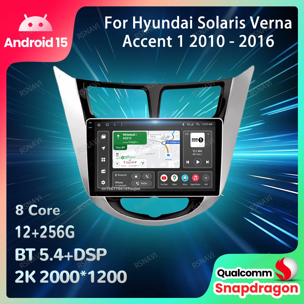 

Автомобильный радиоприемник Android 15 для Hyundai Solaris Verna Accent 1 2010-2016 навигация QLED беспроводной Carplay Auto BT Viedo плеер стерео