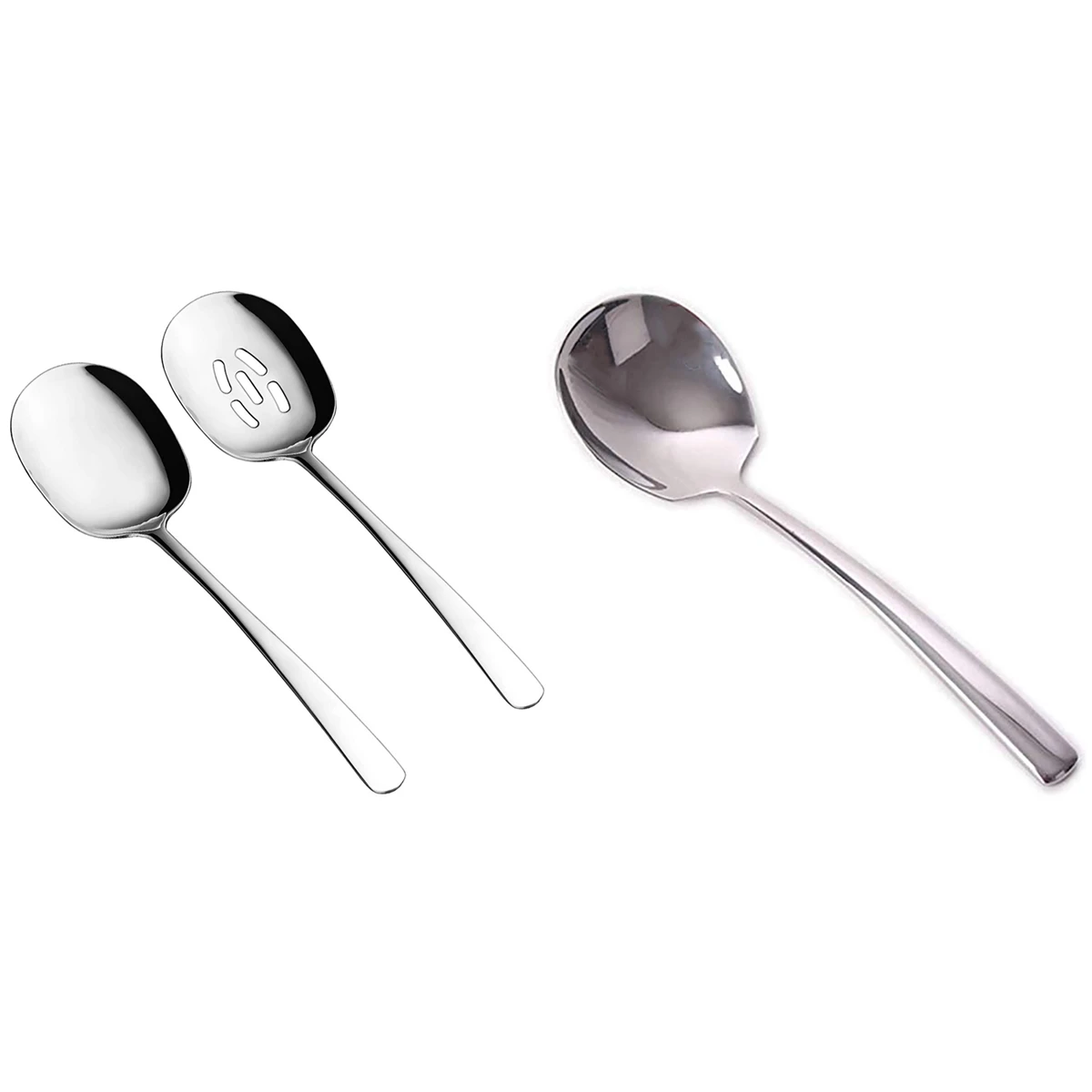 

A01F-6 Pcs Serving Spoon, Spoons Silverware, Cooking Spoon,22.2X6.3Cm & 25X7.2Cm