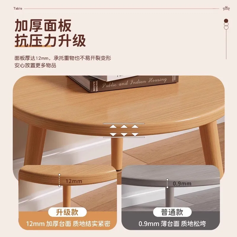 Low Tatami Coffee Table Solid Wood Legs Scratch Resistant Feet Pad Multifunctional Small Floor Table
