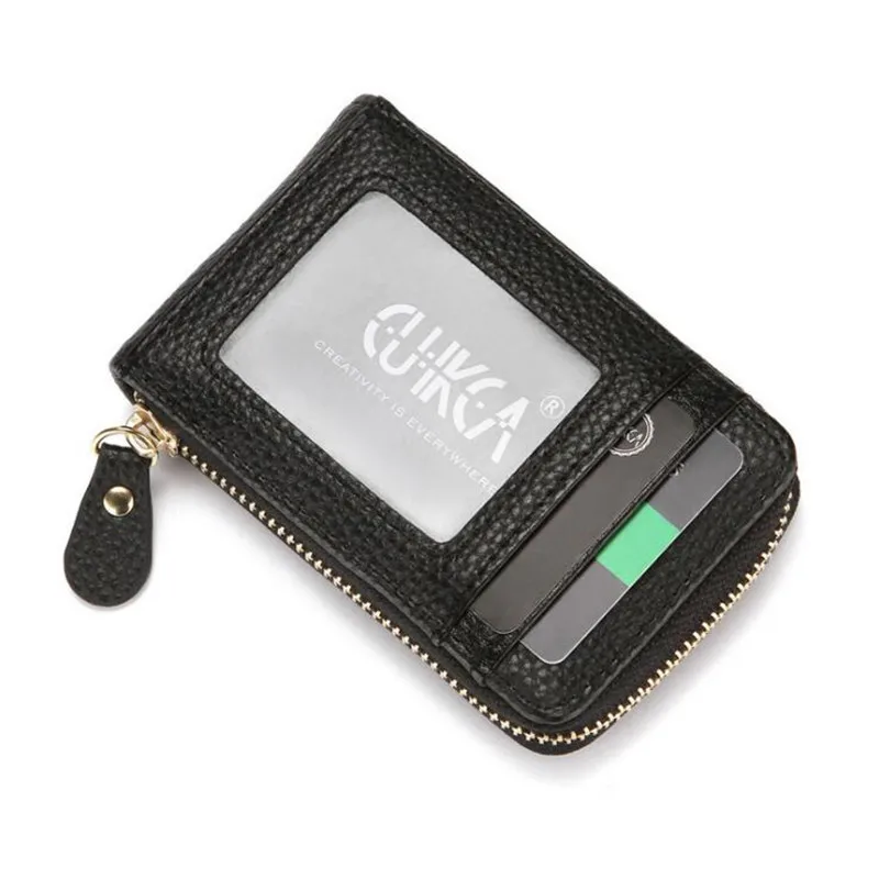 Men's Wallet Genuine Leather Credit Card Holder RFID Blocking Zipper Pocket Men bag Card Protect Case Pocket Purse Dropshipping