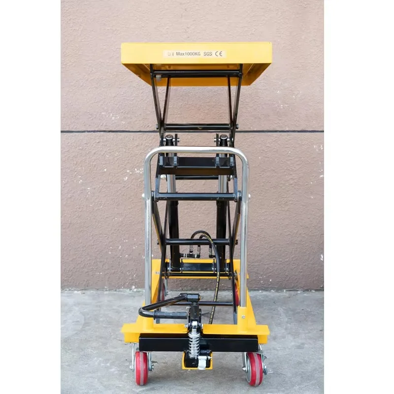

1000 KG 1.7M Hydraulic Platform Lift Trolley Double Scissor Lift Manual Lifting Platform Table