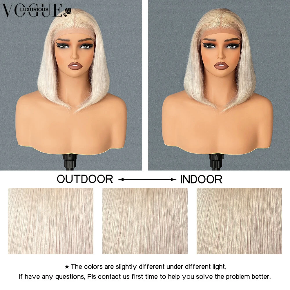 لوكس رواج موضة البلاتين شقراء قصيرة بوب خصلات الشعر المستعار الإنسان 210 الكثافة 5x5 غلويليس قبل قطع الدانتيل الباروكات البرازيلي شعر ريمي الباروكات