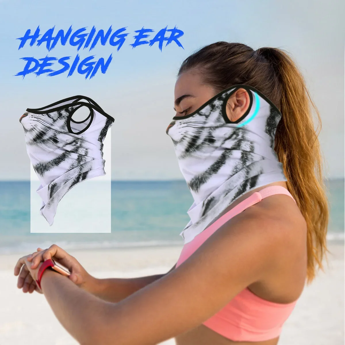 3D Animal Bandana Triangle Face Mask Hanging Ear Quick-drying Outdoor Sport Cycling Hiking Neck Gaiter Windproof Scarf Men Women