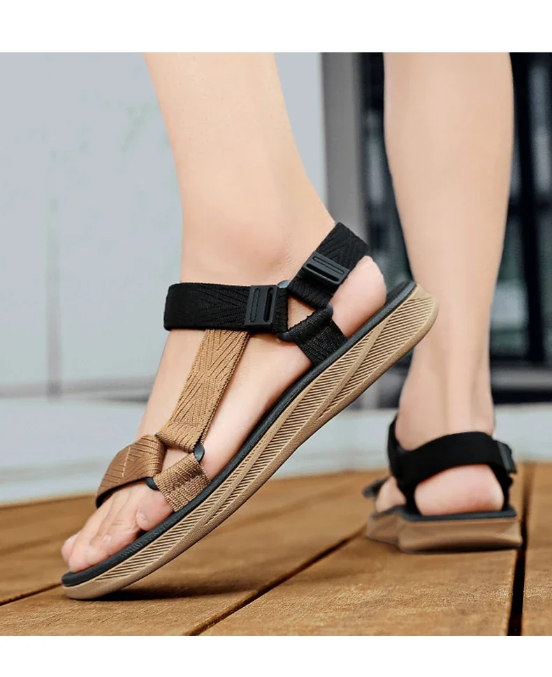 

Man Arch Support Yoga Mat Insole Gladiator Open Beach Slippers Antiskid Durable Flat Men Shoe Summer Outdoor Wadable Sandals