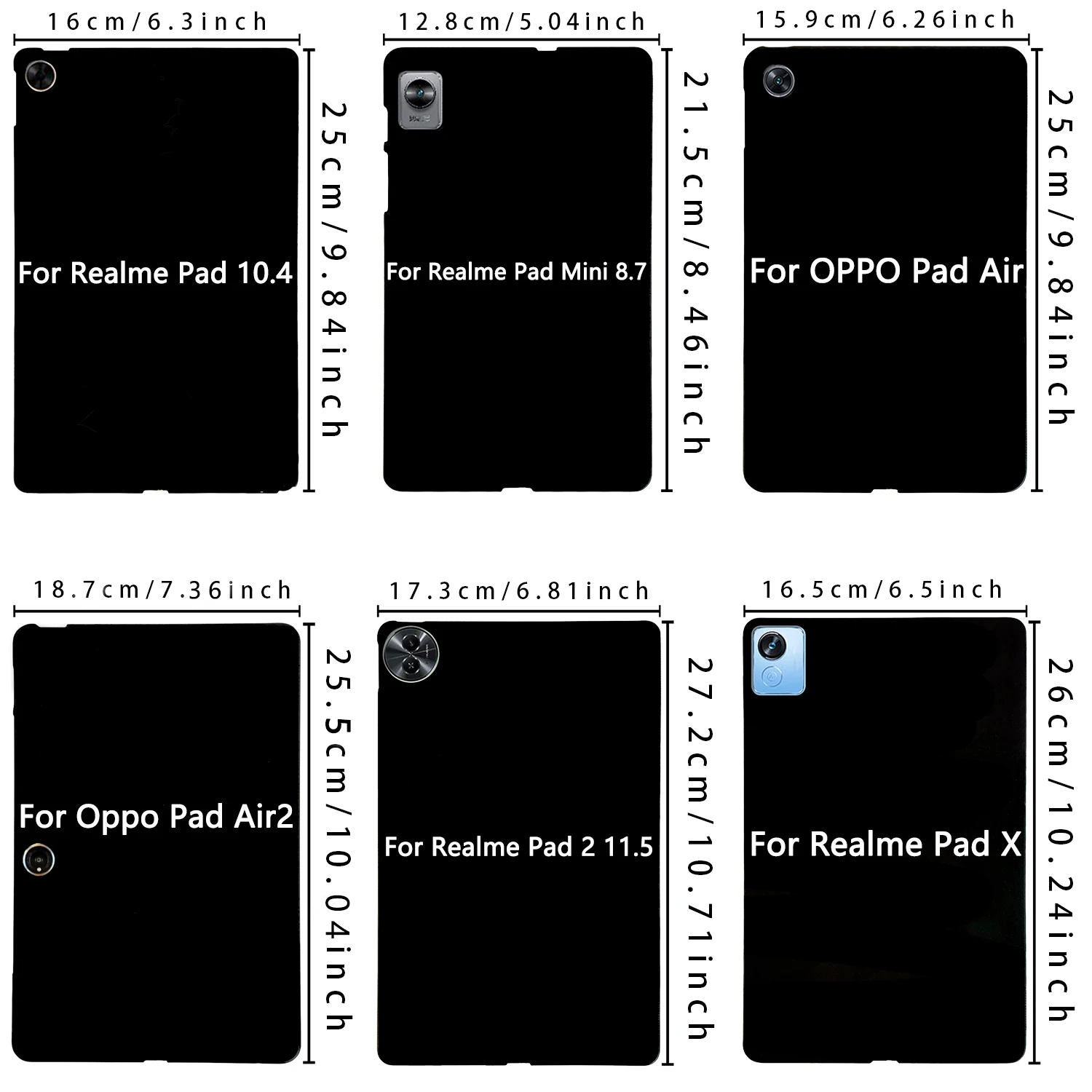 Silicone Tablet Case For Realme Pad 2 11.5 Pad Mini 8.7 OPPO Pad SE “11” Pad Air2 Realme Pad 10.4 Flexible Soft TPU Black Shell view 6