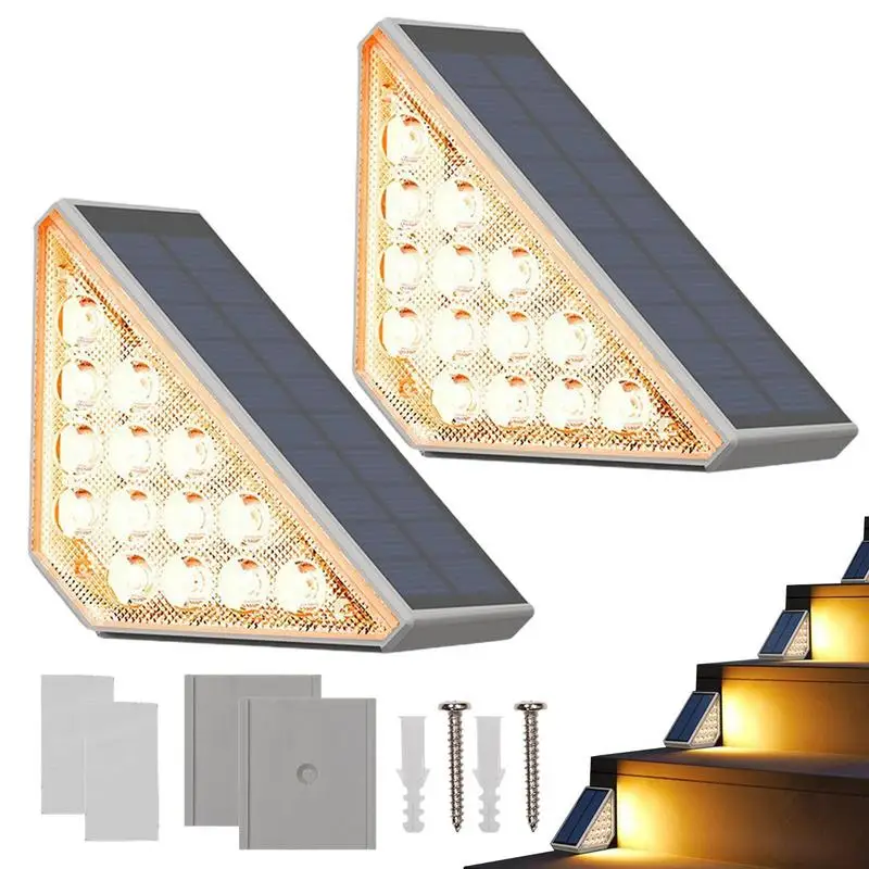 

Outdoor Step Lights Led Solar Outdoor Lights Decor Deck Lights Solar Powered Triangle-Shaped Stair Lights Waterproof For Stair