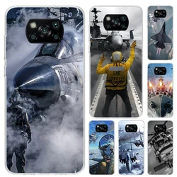 Military Aircraft Warship Fighter Phone Case for Xiaomi Poco X6 X5 X4 X3 Nfc F6 F5 F4 GT F3 F2 Pro F1 M5S M4 M3 5G Soft Funda Pr