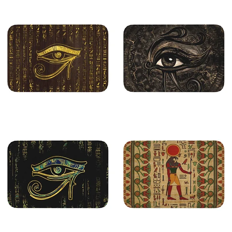 Ancient Egyptian Rug  Eye of Horus and Hieroglyphs Door Mat Non-Slip Entrance Kitchen Bathroom Floor  Home Decor