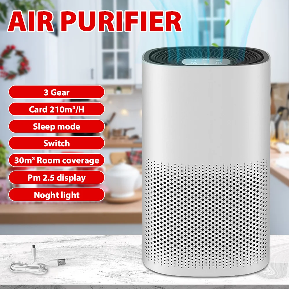 USB Air Purifier Deodorizing 210m3/H  1200r-2400r Air Cleaner for Home Offices Bedroom Air Purifier Desktop Filter Air Cleaner