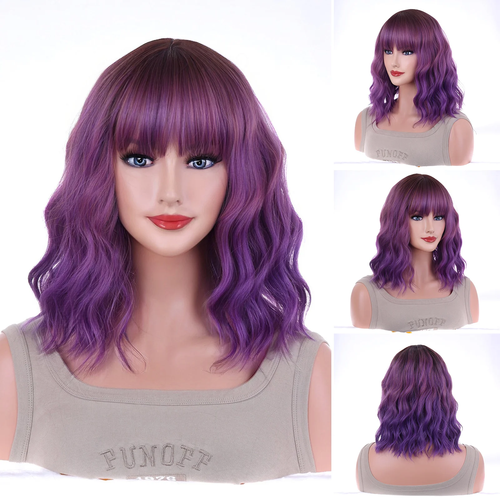 Women's Synthetic Bangs Wig for Women Breathable Not Hurt Hair Odorless Wig for Woman Girls Daily Hair Styling