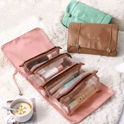 Borsa per il trucco 4 in 1 custodia per cosmetici in rete per donna Organizer per articoli da toeletta da viaggio portatile pennelli per cerniera di bellezza borsa per la conservazione del rossetto