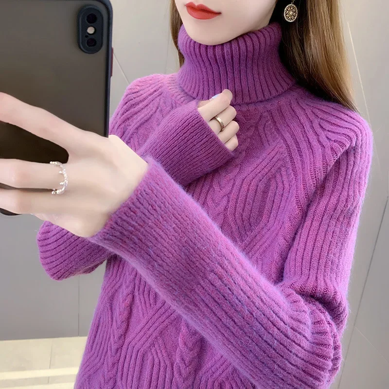 

ZXRYXGS High Neck Sweater Women's Clothing 2024 New Autumn and Winter Gentle Soft Inner Layer Bottom Knit Sweater Women Jackets