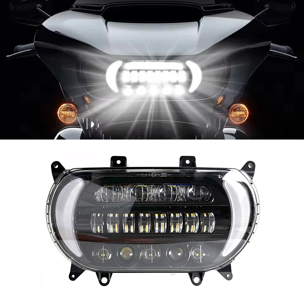 

STLFE Marked Motorcycle Headlamp Assembly High/Low Beam DRL LED Headlight for Harley Touring Street Glide FLHX FLHXI FLHXSE FLHX