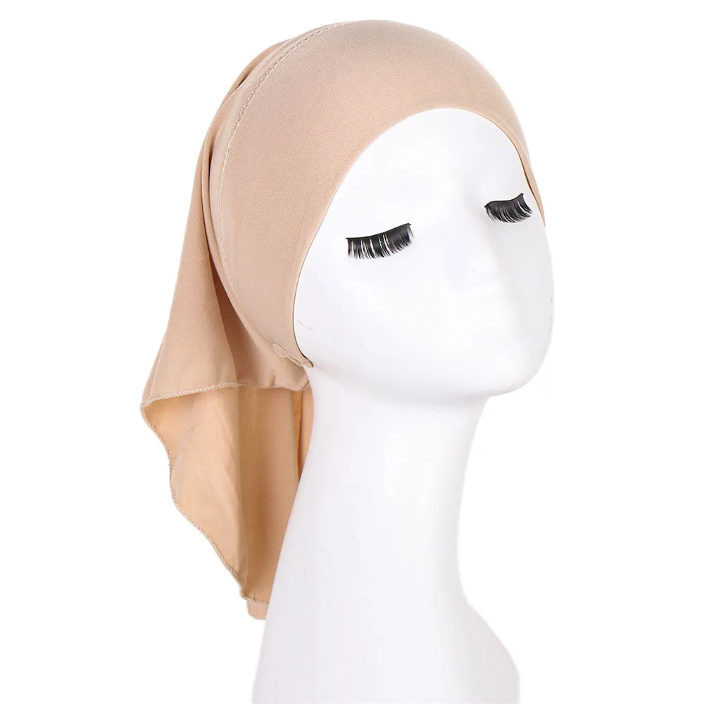 Soft Women Inner Hijab Caps Muslim Stretch Turban Cap Solid Islamic Underscarf Bonnet Female Headband Tube Cap Turbante Mujer