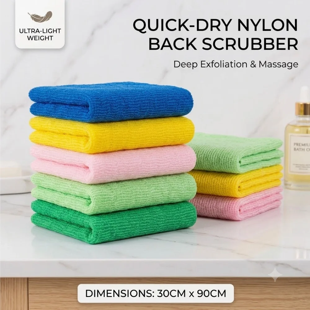 Exfoliating Back Scrubber Body Wash Cloth Quick Dry Nylon Bath Towel Massage Skin Care Shower Towel 30cm x 90cm
