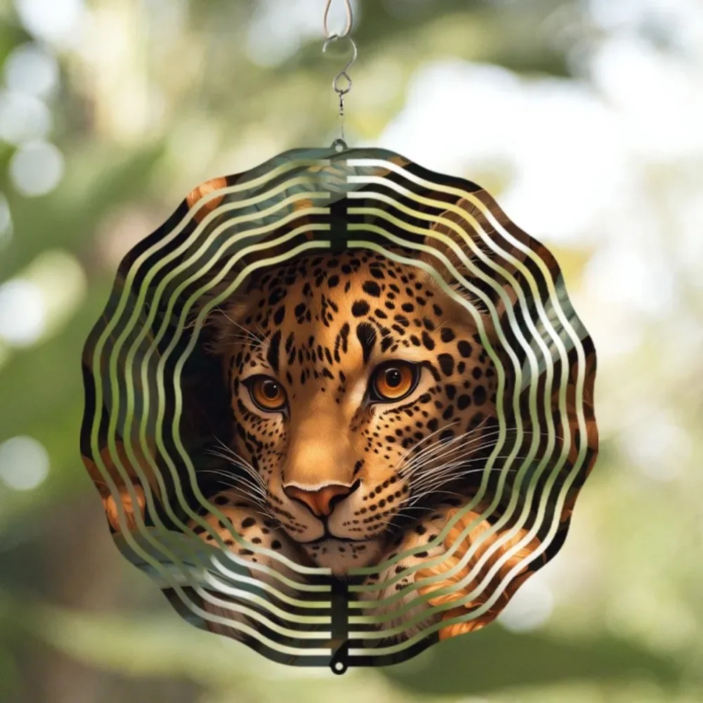 CIFBUY Leopard Wind Chime Outdoor Decor Rotating Hook Hanging Ornament Patio Garden Lawn Yard Art Melodic Tones Chimes