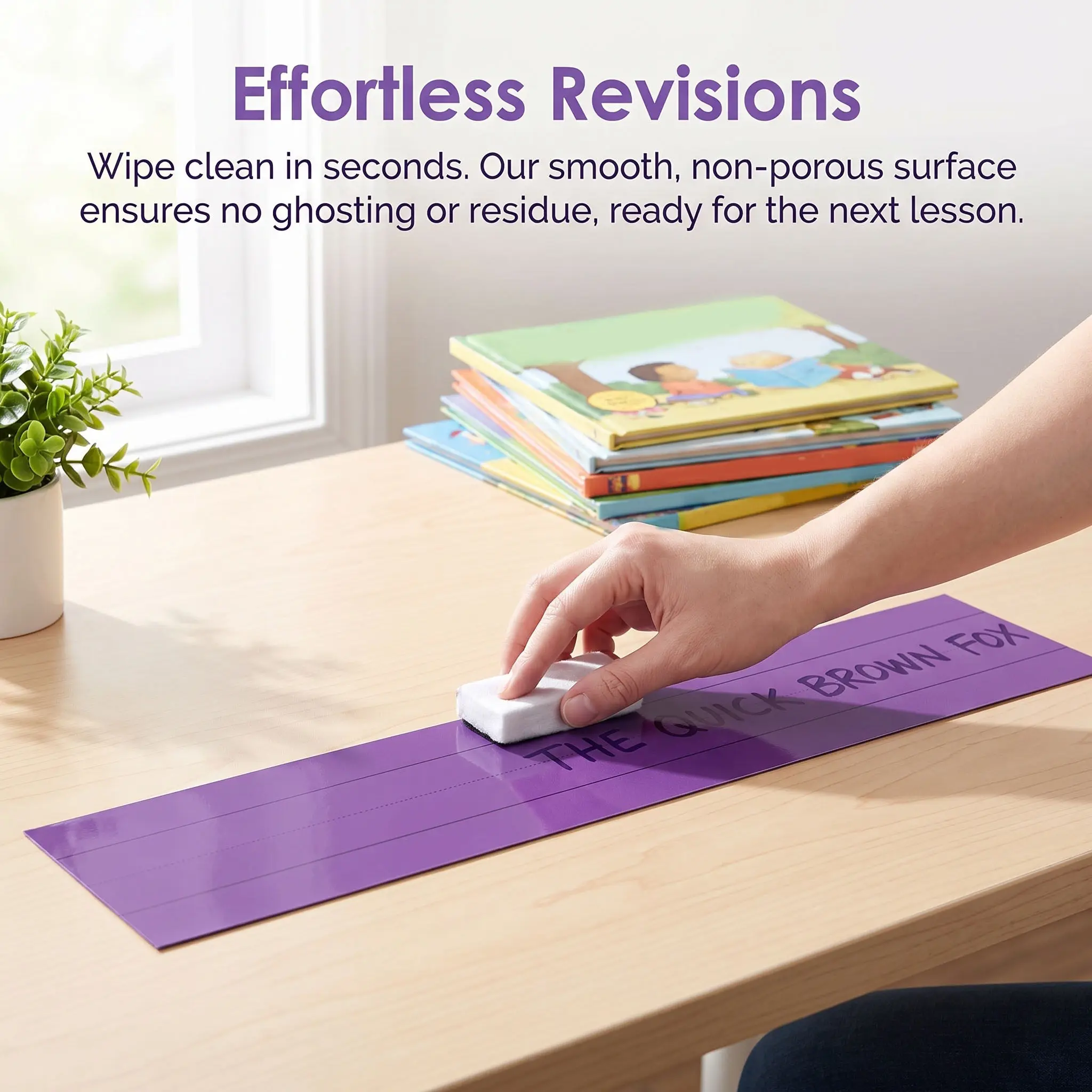 10Pcs Magnetic Erasable Lined Sentence Strips Dry Erase Writing Classroom Teaching Practice Grammar Learning