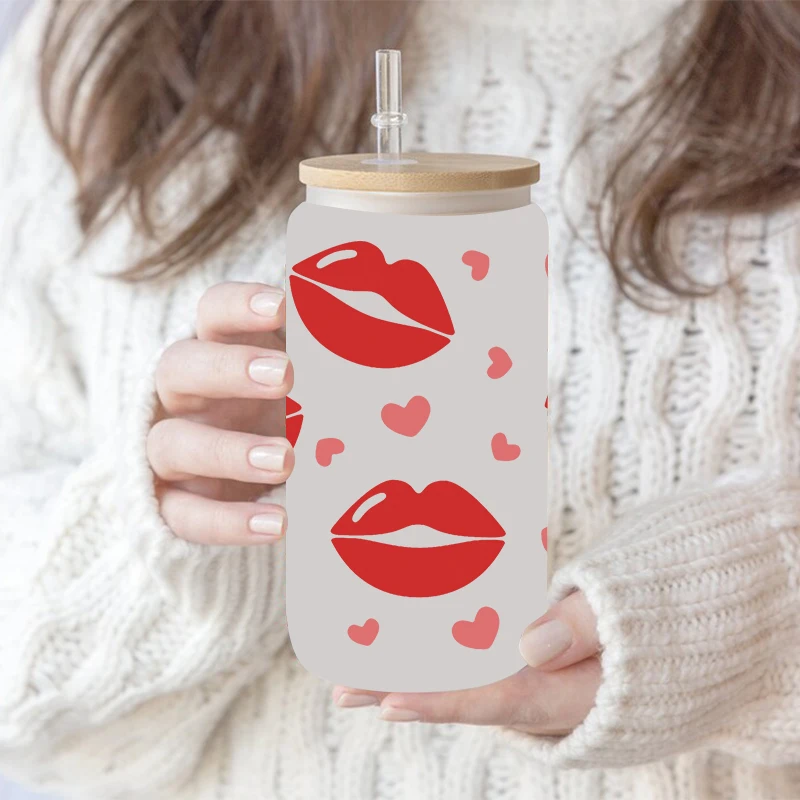UV DTF Transfers Stickers, Cup Wraps, Love Printed for DIY Glass, Ceramic Metal Leather, Valentine's Day, 3D, 16oz D6903