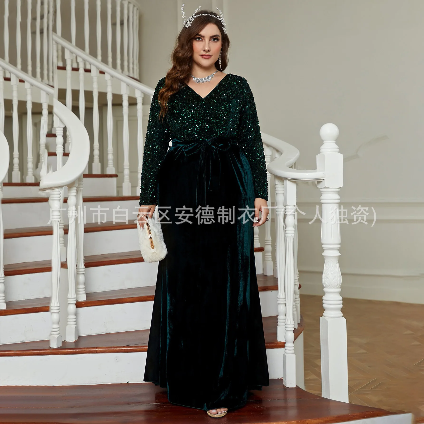

Large Size Women's Wedding Long Sleeved Gold Velvet Sequin Evening Dress Sexy Dress 2025 Party Summer Elegantes Casual Y2k
