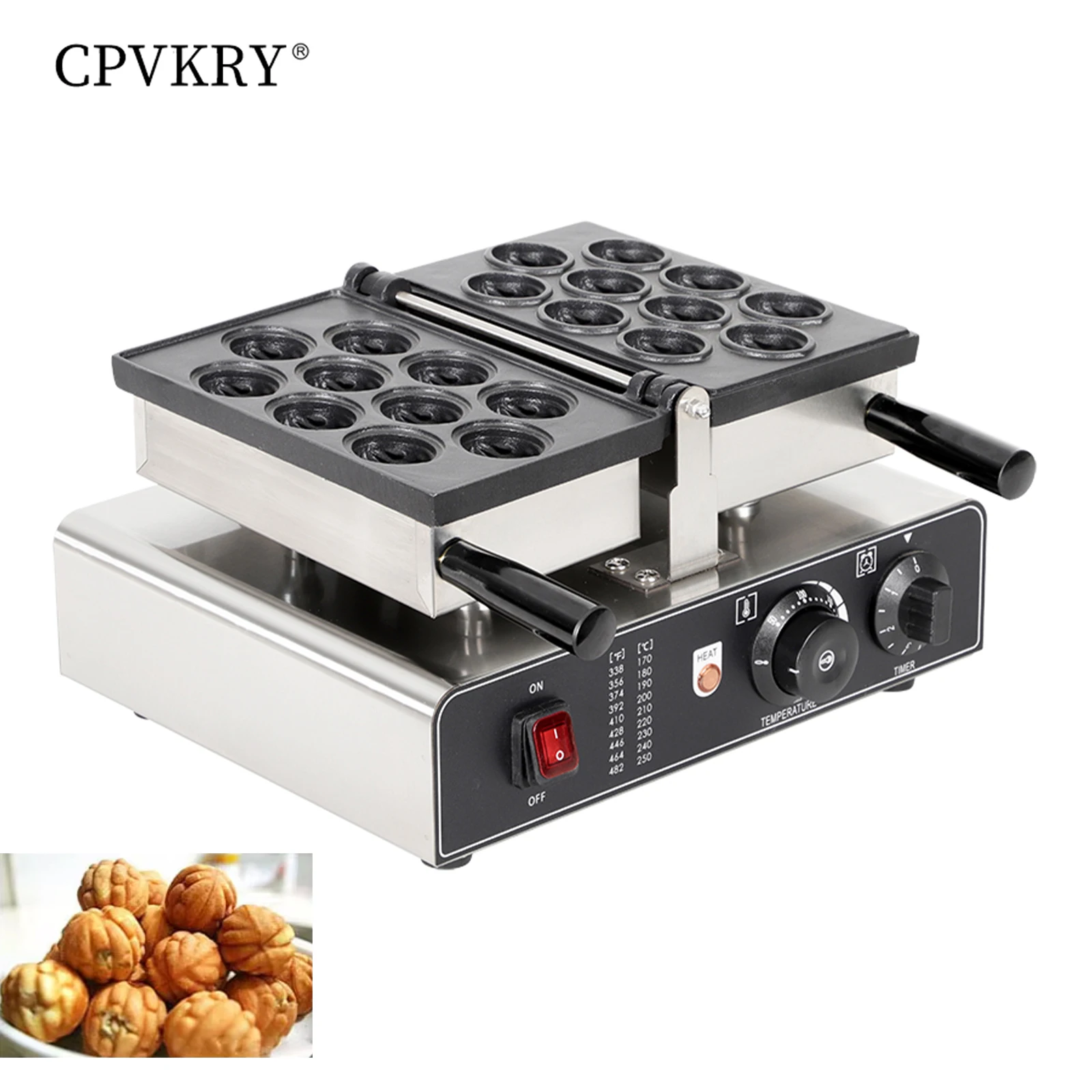 CPVKRY Electric Walnut waffle maker, Toaster Baking Breakfast Pan Oven with Temperature Control Electric Nut Waffle Bread Maker