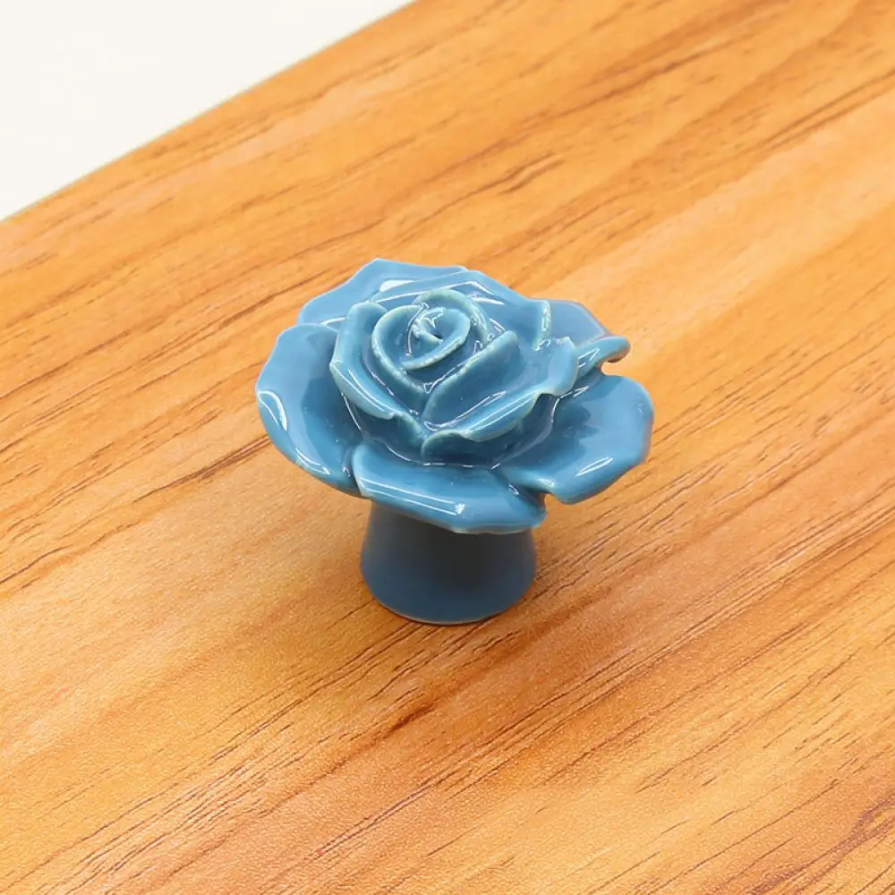 Decorative Ceramic Flower Furniture Knobs Cabinet Drawer Handles For Wardrobe Cupboard Modern Style Hardware