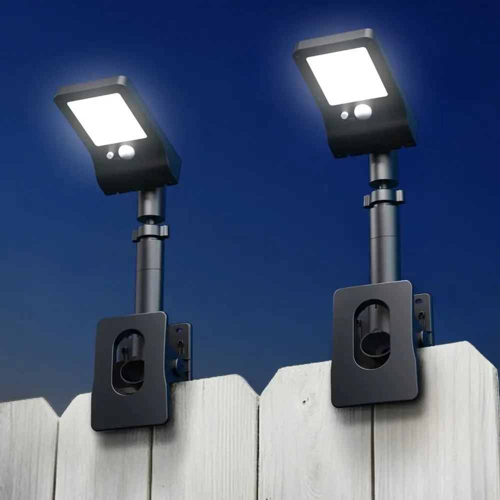 

Водонепроницаемые солнечные уличные светильники 60 LED 360° ° Вращающиеся садовые светильники с вертикальной регулировкой, 4 режима, уличные светильники на прищепке