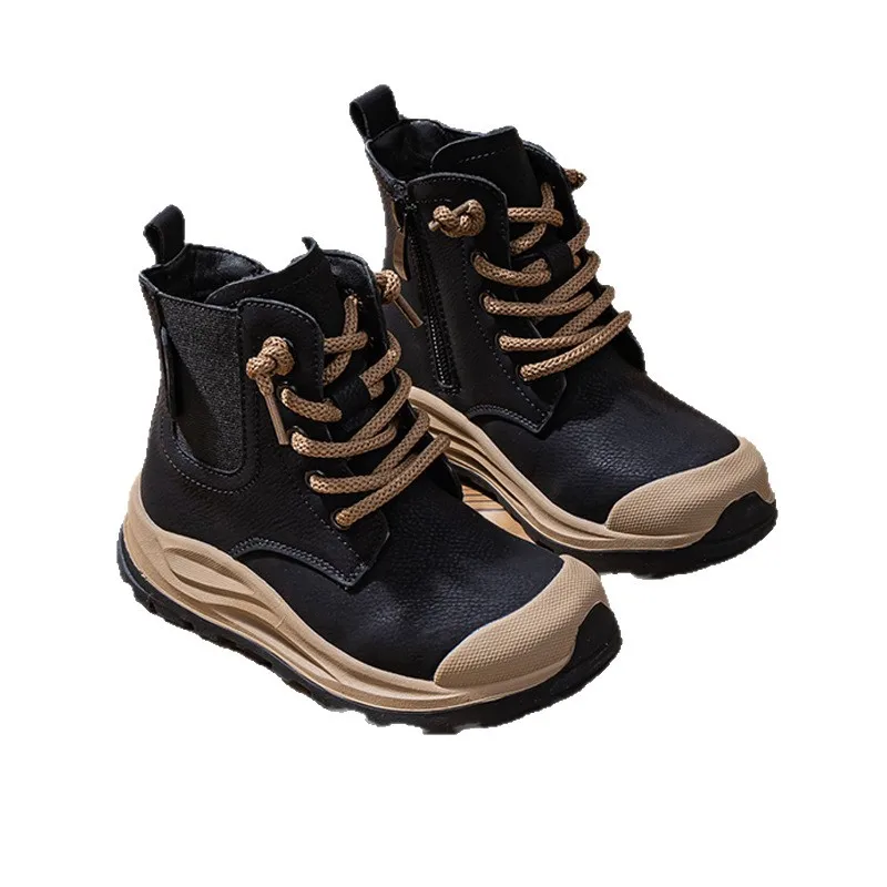 

Spring Autumn Children's Boys Girls Short Boots Winter Plus Velvet Single Boots Fashionable Medium Large Kids Toddlers Boots