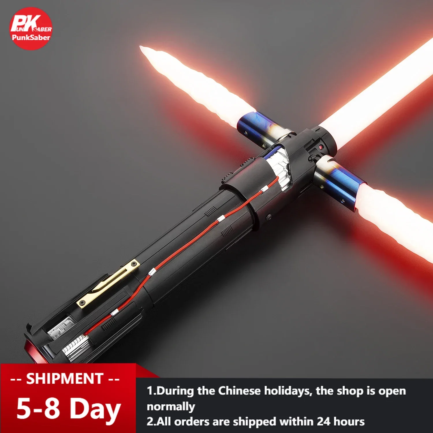 

PunkSaber Laser Sword Metal Hilt Heavy Dueling Lightsaber FX-FOC Smooth Swing 32 RGB Infinite Color Changing Neopixel Lightsaber