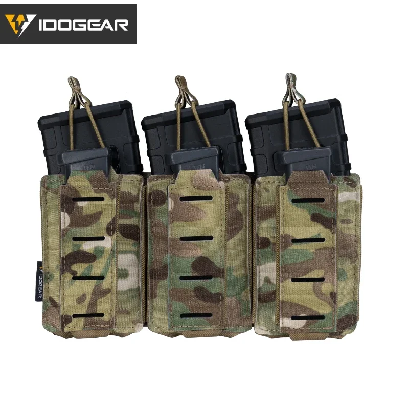 IDOGEAR Tactical LSR 9mm 556 Mag Pouch Triple Mag Carrier MOLLE Pouch Laser Cut Sport 3570