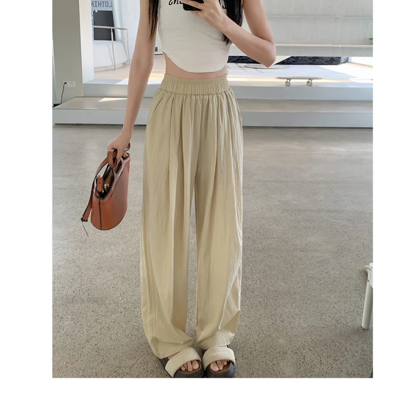 

Black Baggy High Waist Drawstring Sweat Pants Fashion Pocket Straight Wide Leg Pants Street Casual Baggy Mopping Trouser Ladies