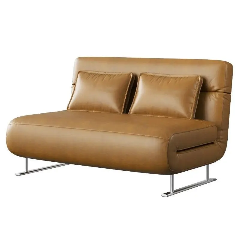 

Retro sofa bed oil wax leather modern simple small apartment living room office dual-purpose folding sofa can sleep and lie down