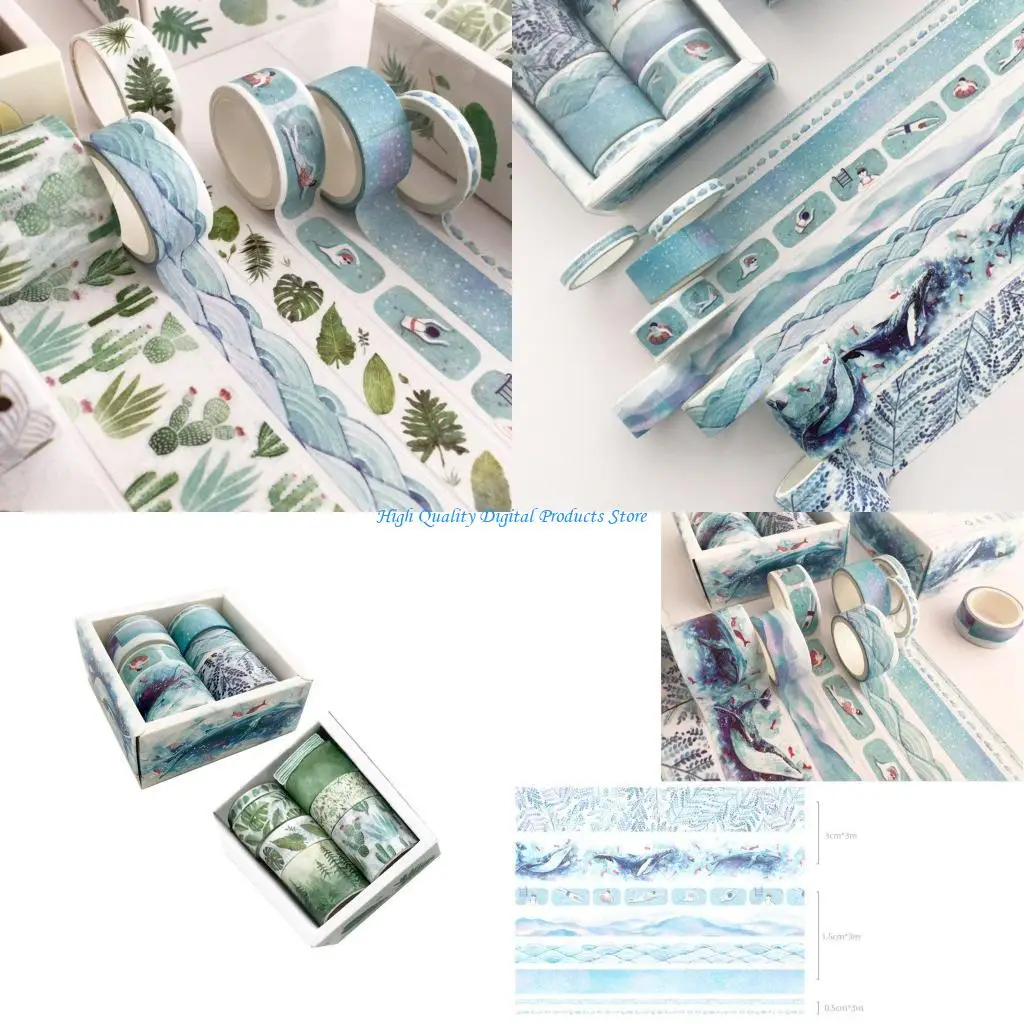 

U2JE 8 pcs Watercolor Cactus Tape Stationery for DIY Diary Hand Book Card