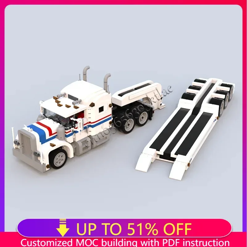 

1514PCS Highway Rig Tractor Truck Gooseneck Trailer model DIY technology creative ideas Child Toy Assembly Puzzle Gift MOC-5580