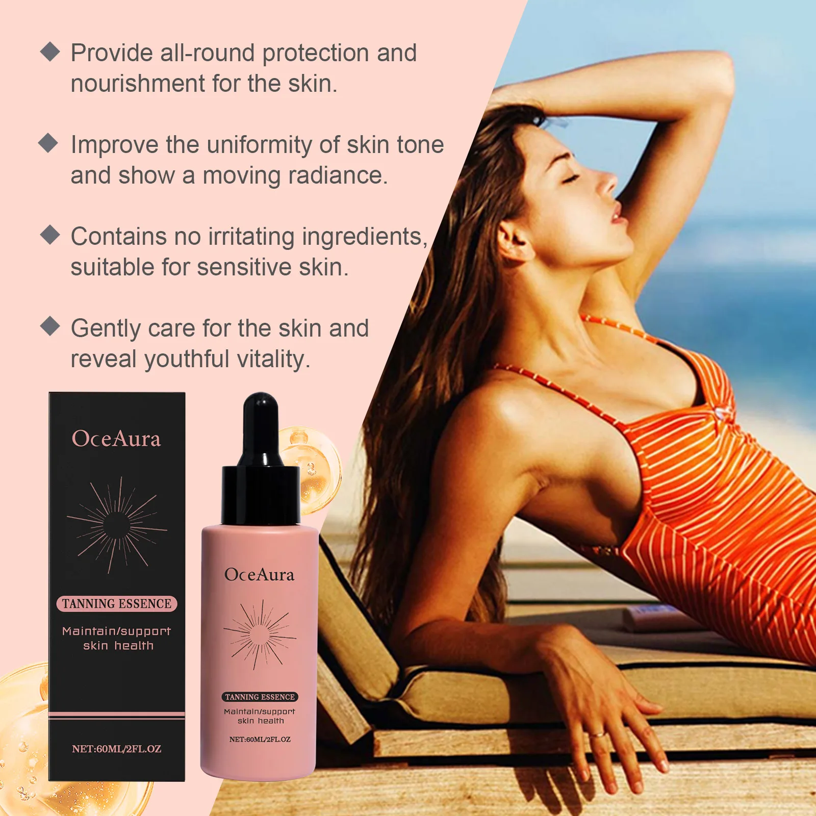 Self Tanning Serum Drops Natural Sunless Bronzing Essence Fast Dark Tan Hydrating Face Body Self Tanner Long Lasting Skin Care