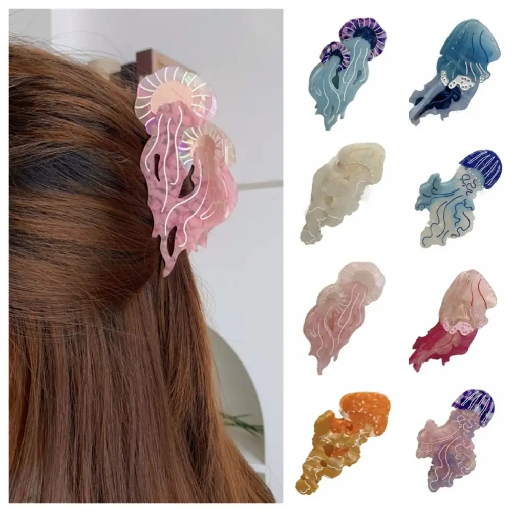 

Lovely Animal Jellyfish Hair Claw Cartoon Ocean Series Hair Grab Clip Colorful Korean Style Large Shark Clip Hair Accessories