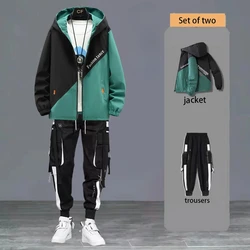 Autumn and Winter Jacket Set Casual Suit Men's Fashion Brand Handsome Work Jacket Outer Pants Three-piece Set/two-piece Set